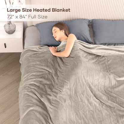 MARNUR Electric Blanket 72" x 84" Full Size Heated Blanket, Fast Heating, 4 Heating Levels, 10H Auto-off, Machine Washable - Linen