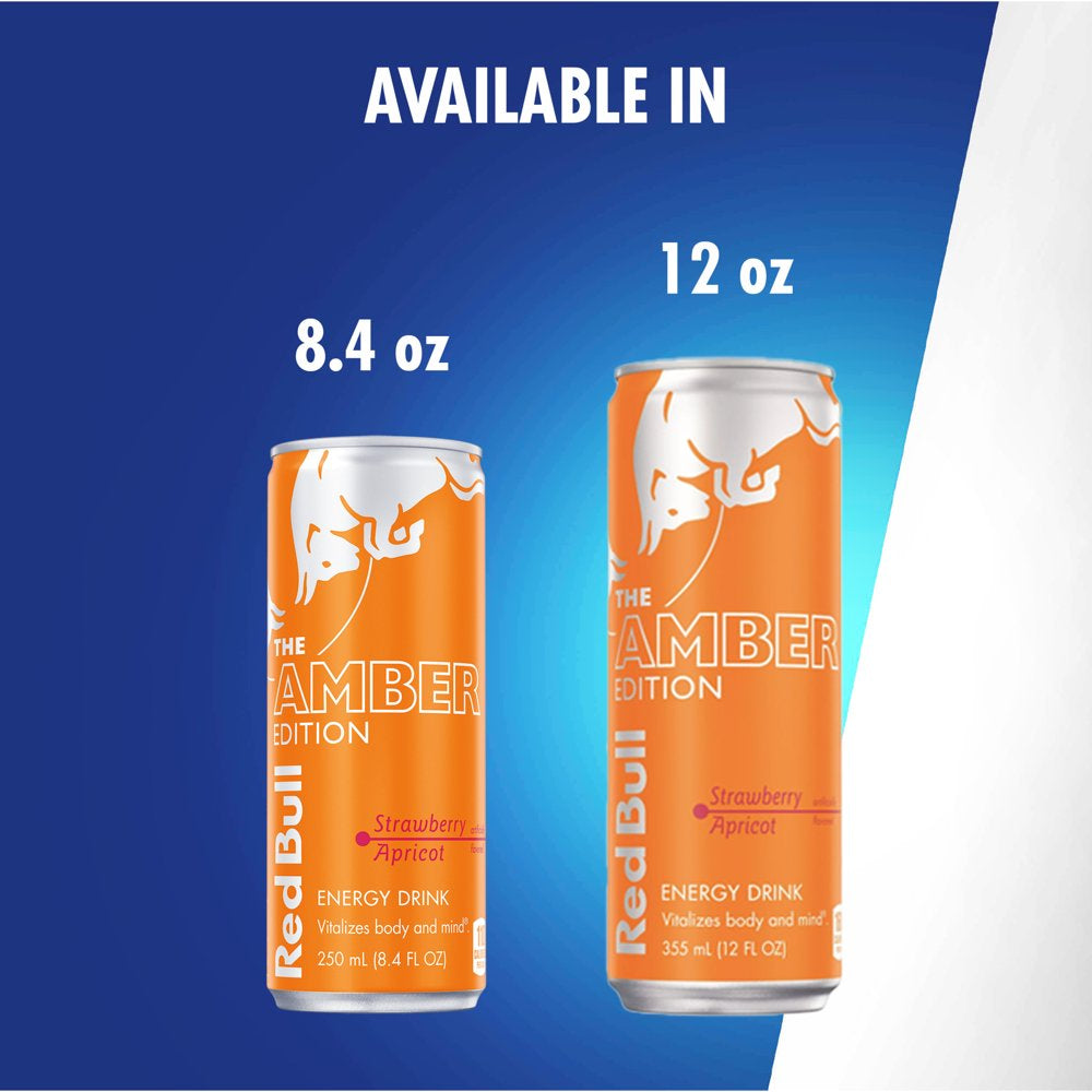 Red Bull Amber Edition Strawberry Apricot Energy Drink, 8.4 fl oz, 6 Packs of 4 Cans