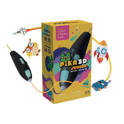 PIKA3D Junior 3D Printing Pen for Kids Ages 6+ - Ready to use and Child Safe 3D Pen with no hot Parts, Free Refills Included