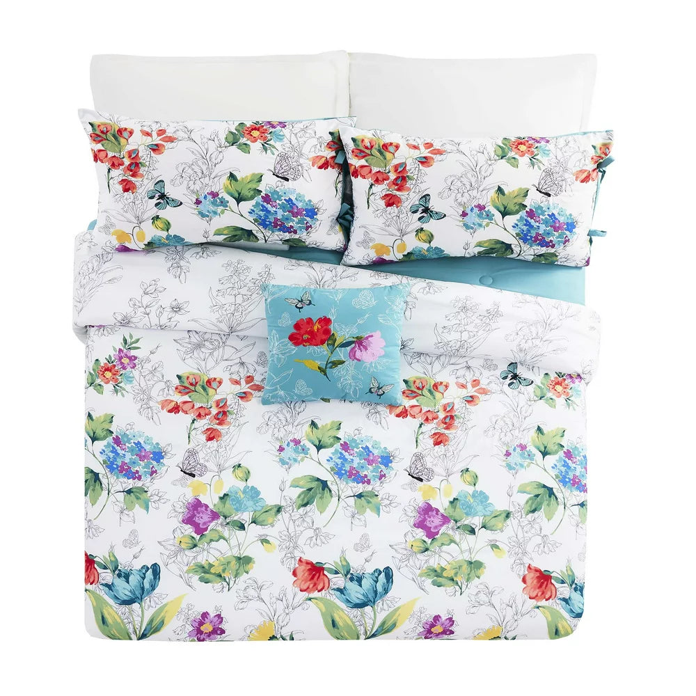 The Pioneer Woman White Cotton Eyelet 4-Piece Comforter Set, Full / Queen