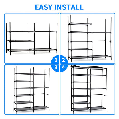  7-Tier Stackable Shoe Rack, 18 Pairs Shoes Shelf Storage Organizer, 43"H Shoes Holder, Closet Storage for Entryway, Hallway, Bedroom - Black