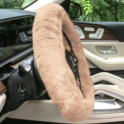  Faux Rabbit Fur Cozy Soft Fluffy Fuzzy Universal Fit Plush Steering Wheel Cover for Car, SUV, Van, Truck - Beige FH2016BEIGE