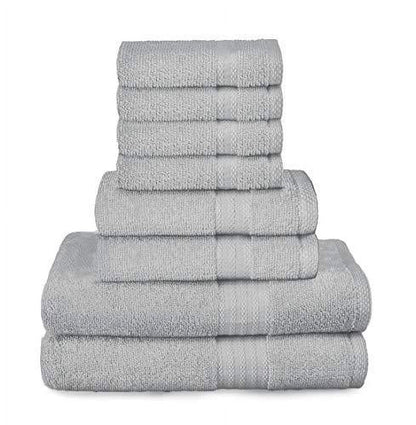 GLAMBURG Ultra Soft 8-Piece Towel Set - 100% Pure Ringspun Cotton, Contains 2 Oversized Bath Towels 27x54, 2 Hand Towels 16x28, 4 Wash Cloths 13x13 - Ideal for Everyday use, Hotel & Spa - Black