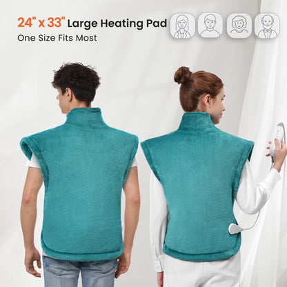 Maxkare Large Heating Pad for Back Pain Relief, 4 Heat Settings with Auto Shut-off, 24"x33"- Green