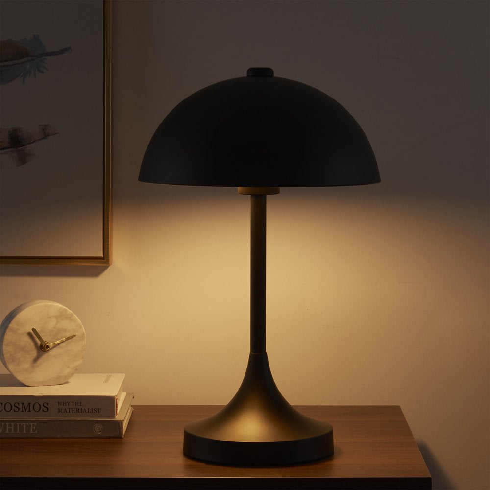  18" Modern Dome Touch On/Off Table Lamp, Black