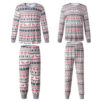 Baozhu Family Matching Christmas Deer Printing Family Fitted Cotton Soft Two-piece Pajamas Sets Outfits, Unisex