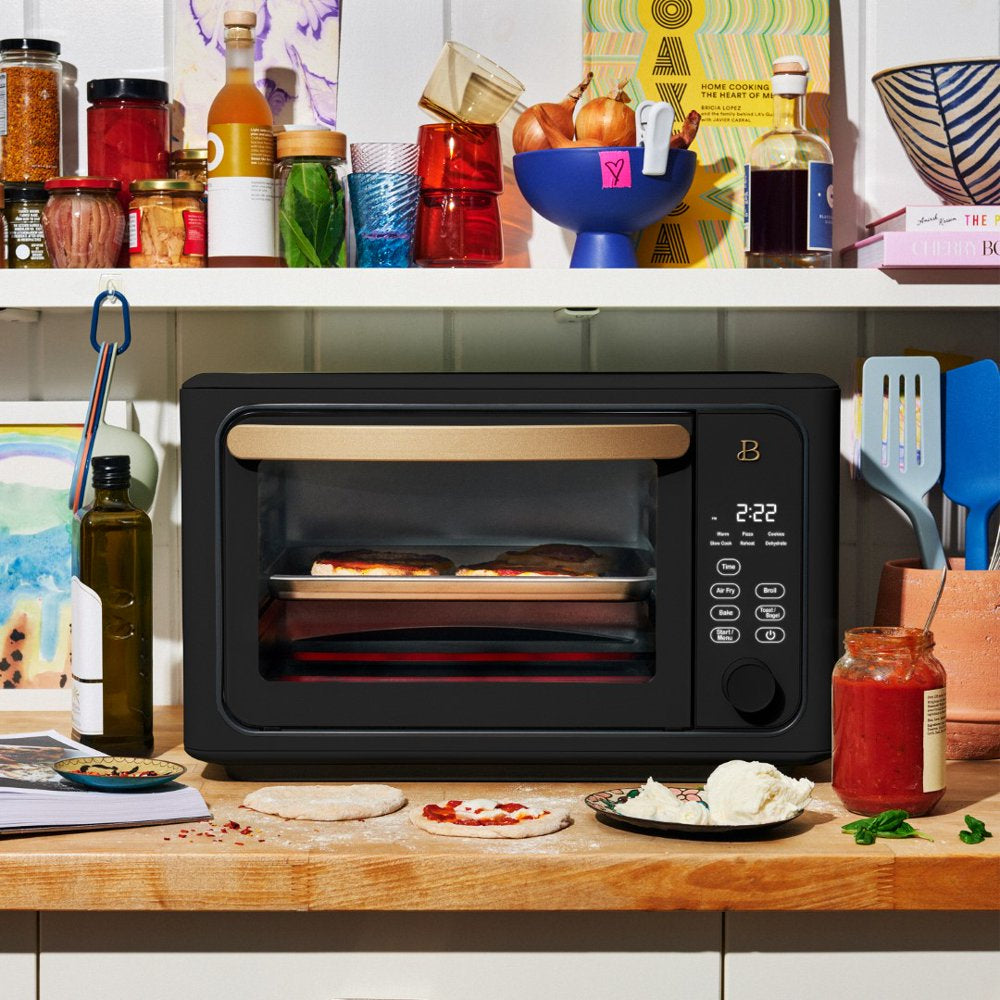 Beautiful 6 Slice Touchscreen Air Fryer Toaster Oven, Black Sesame by Drew Barrymore