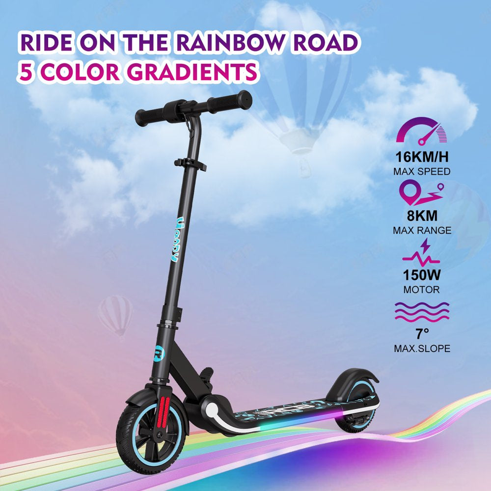 RCB Electric Scooter, for Kids Ages 6+, 3 Speeds and Height Adjustable,Vibrant Lights,Black