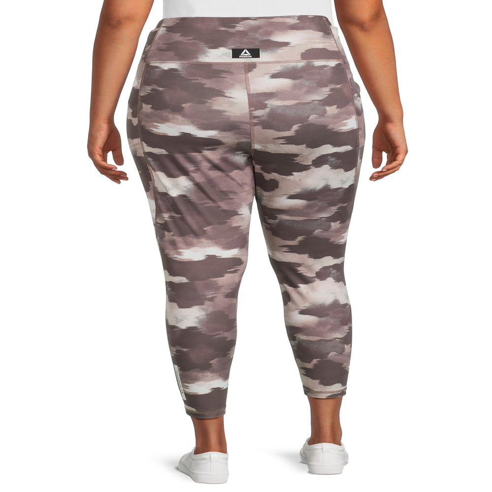 Reebok Women's Plus Size Getaway Printed 7/8 High Rise Leggings with Side Pockets, Sizes 1X-4X