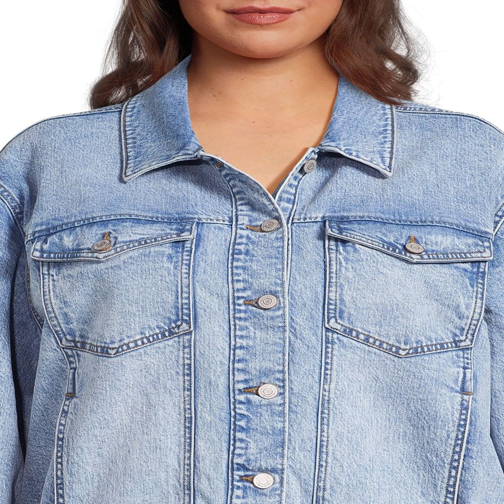  Women'S plus Size Denim Trucker Jacket