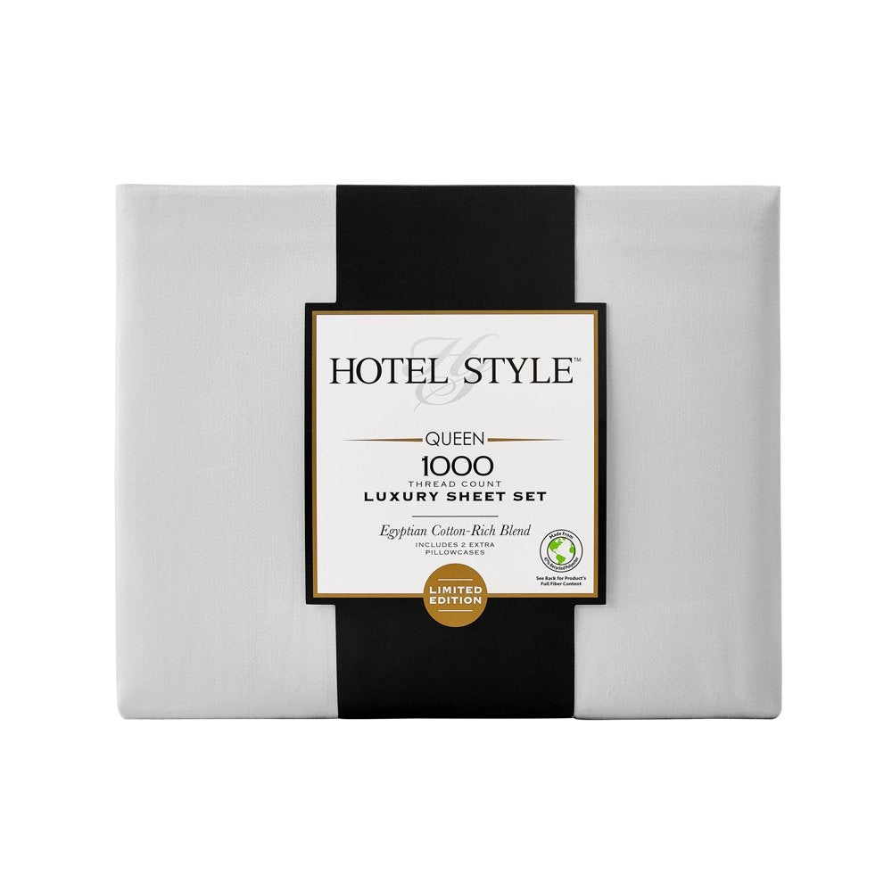 Hotel Style 6-Piece 1,000-Thread-Count Egyptian Cotton-Rich Blend Luxury Bed Sheet Set, Queen, Platinum Silver