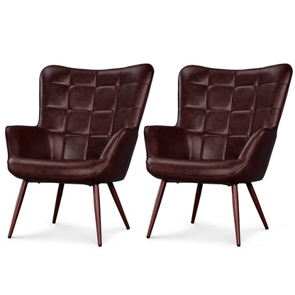 Alden Design Mid-Century Modern Faux Leather Wingback Accent Chair, Brown