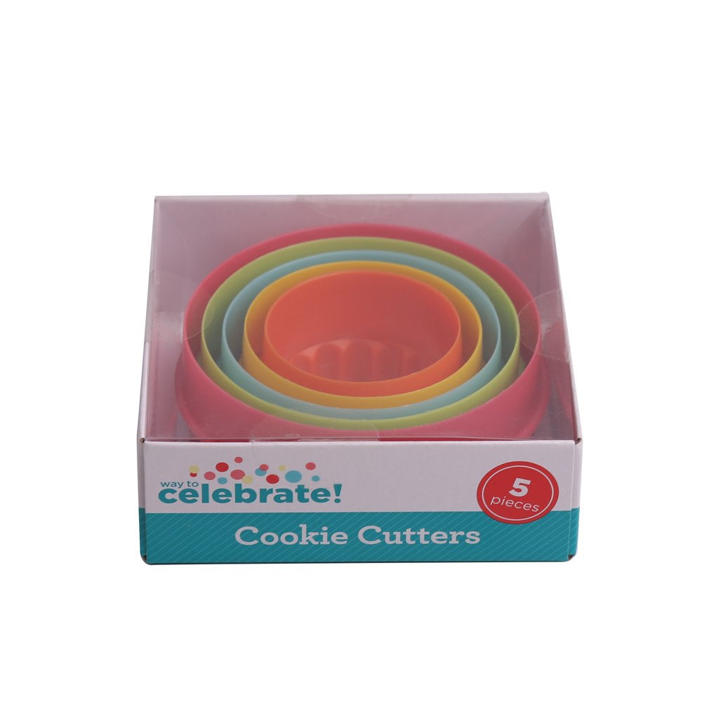 5 Round Cookie Cutter Set, Multi-Color, Plastic,  Way to Celebrate!