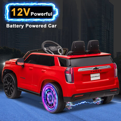 UBesGoo 12V Ride On Car Truck, Licensed Chevrolet Tahoe Kids Battery Powered Ride On Toys, Electric Vehicle with Remote Control, MP3/Bluetooth, LED Lights, Red