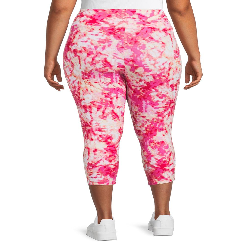  Women’S plus Size Printed Capri Leggings, 2-Pack