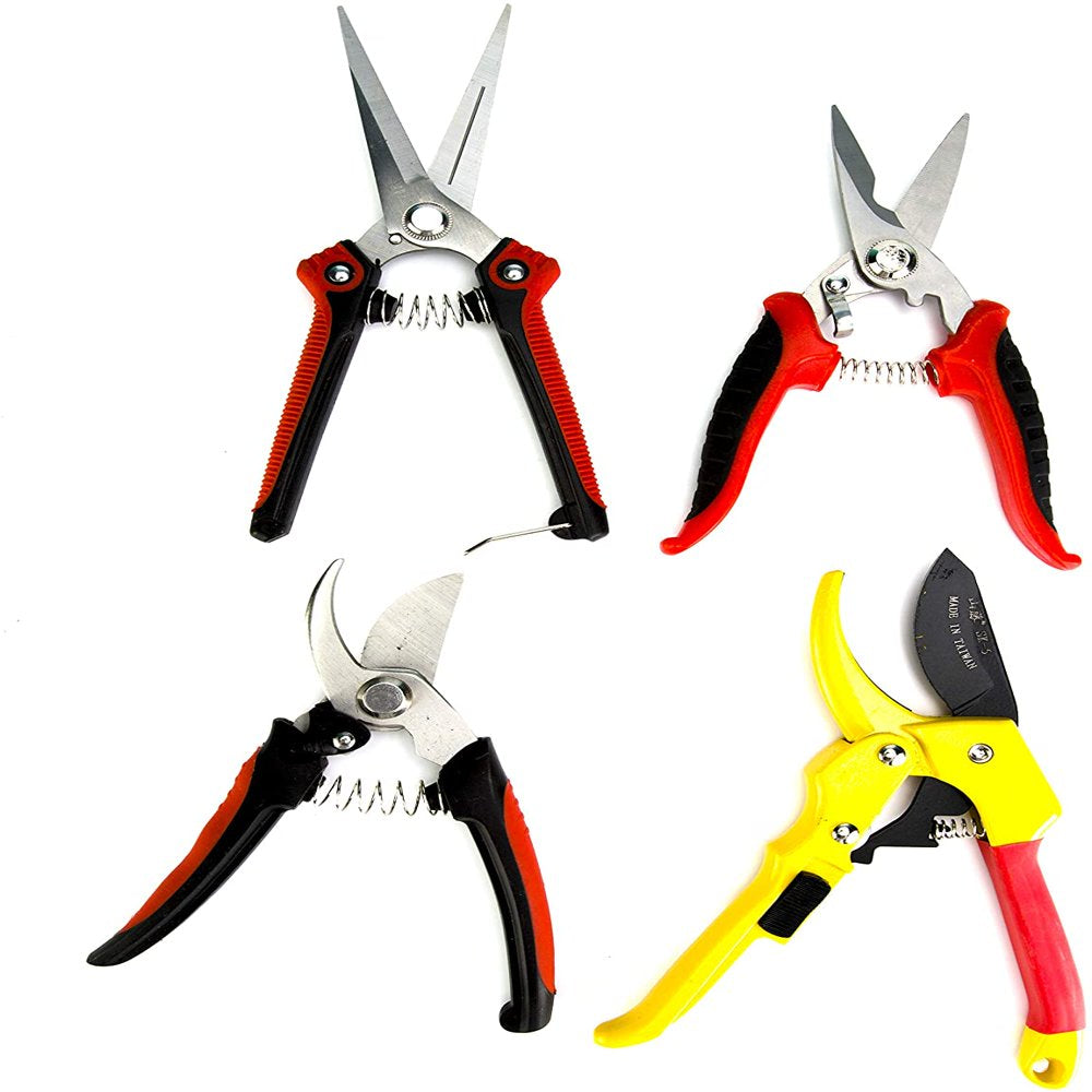 4 Packs Pruner Shears Garden Cutter Clippers, Stainless Steel Sharp Pruner Secateurs, Professional Bypass Pruning Hand Tools Scissors Kit with Storage Bag