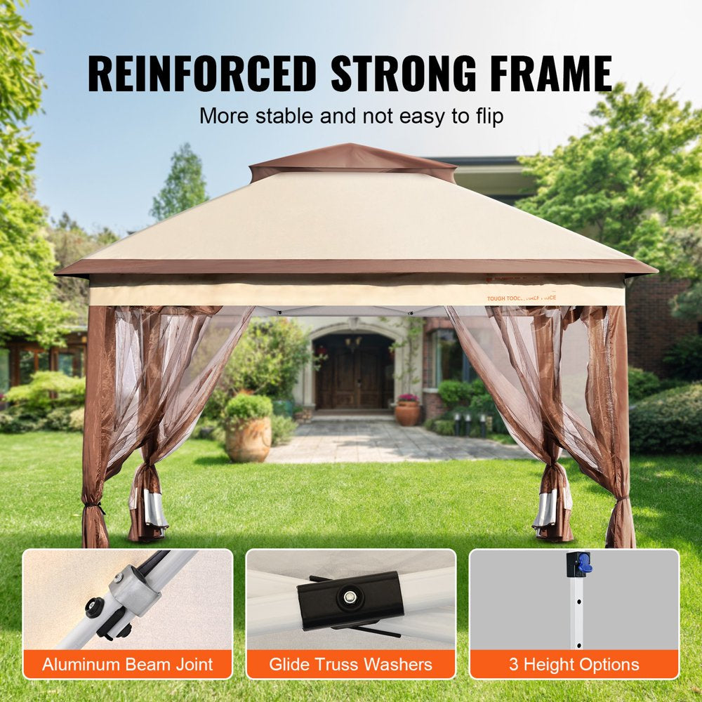 Patio Gazebo, 11 X 11 FT Pop up Gazebo Tent for 8-10 Person, with Mosquito Netting, Metal Frame, and PU Coated 250D Oxford Cloth, Outdoor Canopy Shelter