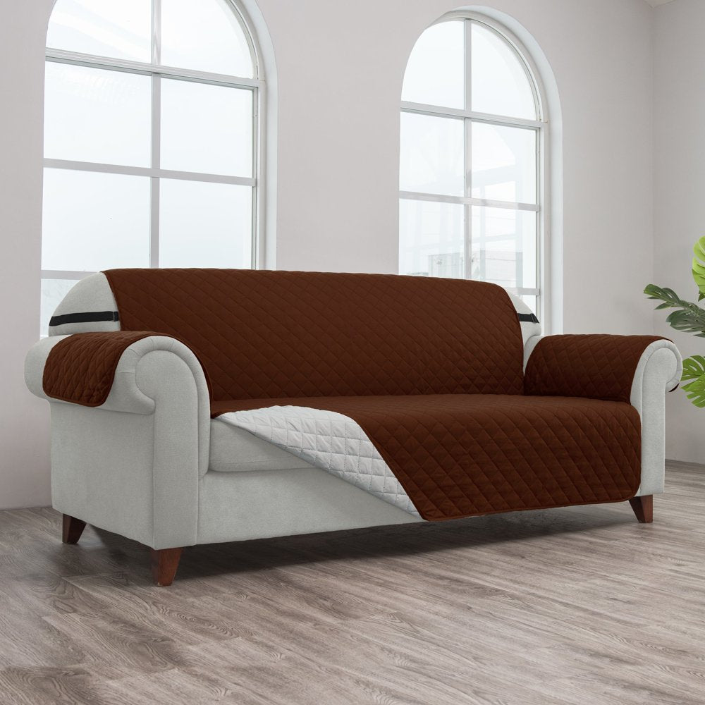 Subrtex Reversible Sofa Slipcover Non-Slip Washable Couch Cover (Oversize Sofa, Chocolate)