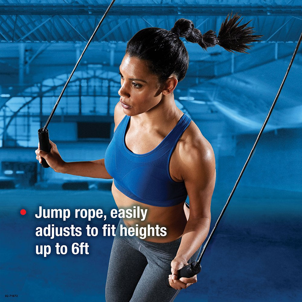 Gym Essentials Kit, Includes Jump Rope, Push-up Bars, Ab Wheel and Medium Resistance Tube