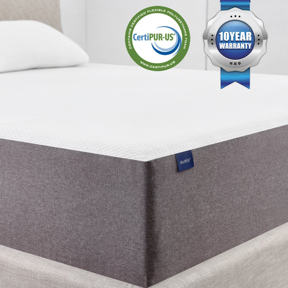 Queen Mattress, Molblly 10 Inch Cooling-Gel Memory Foam Mattress in a Box, Queen