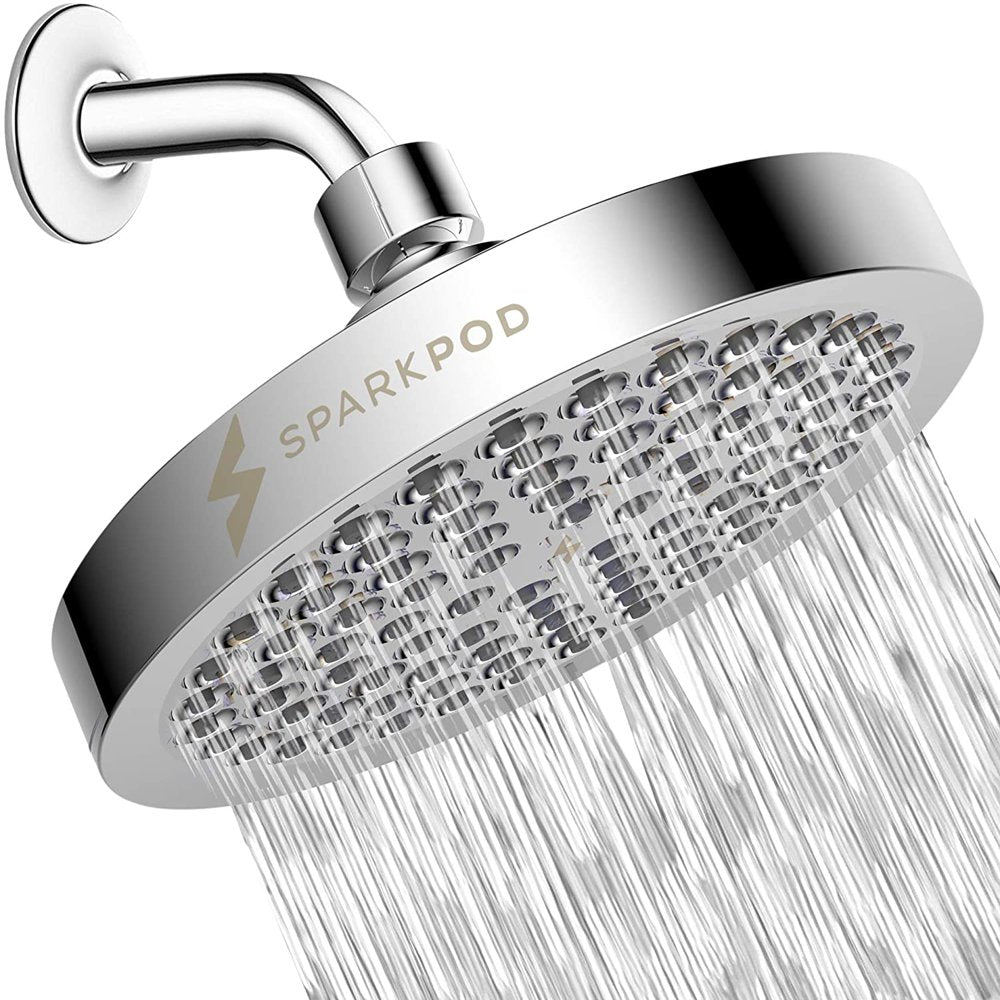 SparkPod 6” Shower Head High Pressure Rain Luxury Modern Chrome Look