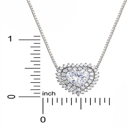 Believe by Brilliance Fine Silver Plated Cubic Zirconia Heart Necklace, 18" +2"