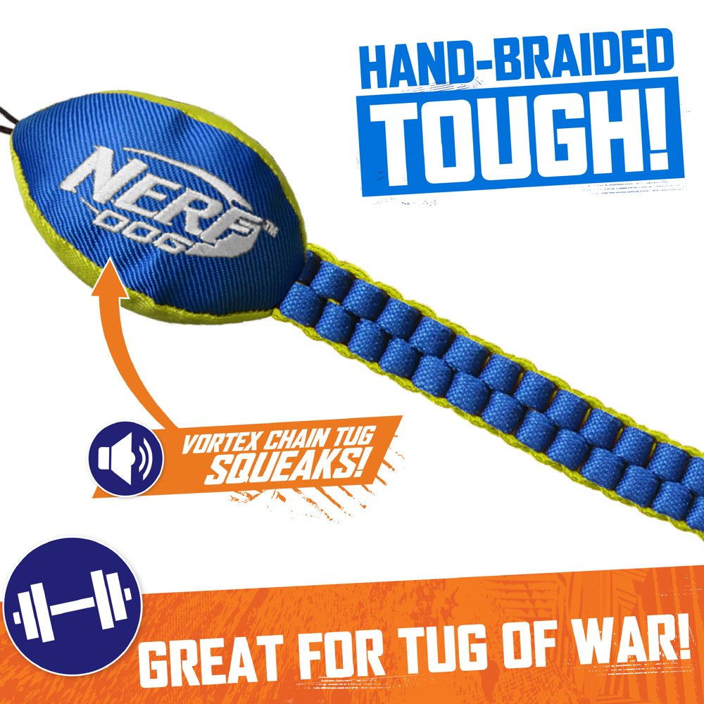 Nerf Dog Vortex Chain Tug Dog Toy with Durable Braided Nylon, 25"