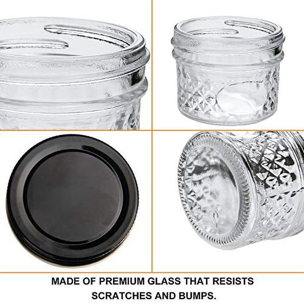 4 oz Glass Jars With Lids?Black?,Small Clear Canning Jars For Caviar,Herb,Jelly,Jams,Mini Wide Mouth Mason Jars Spice Jars For Kitchen Storage Preserving Food And Party Favors 40 Pack ??