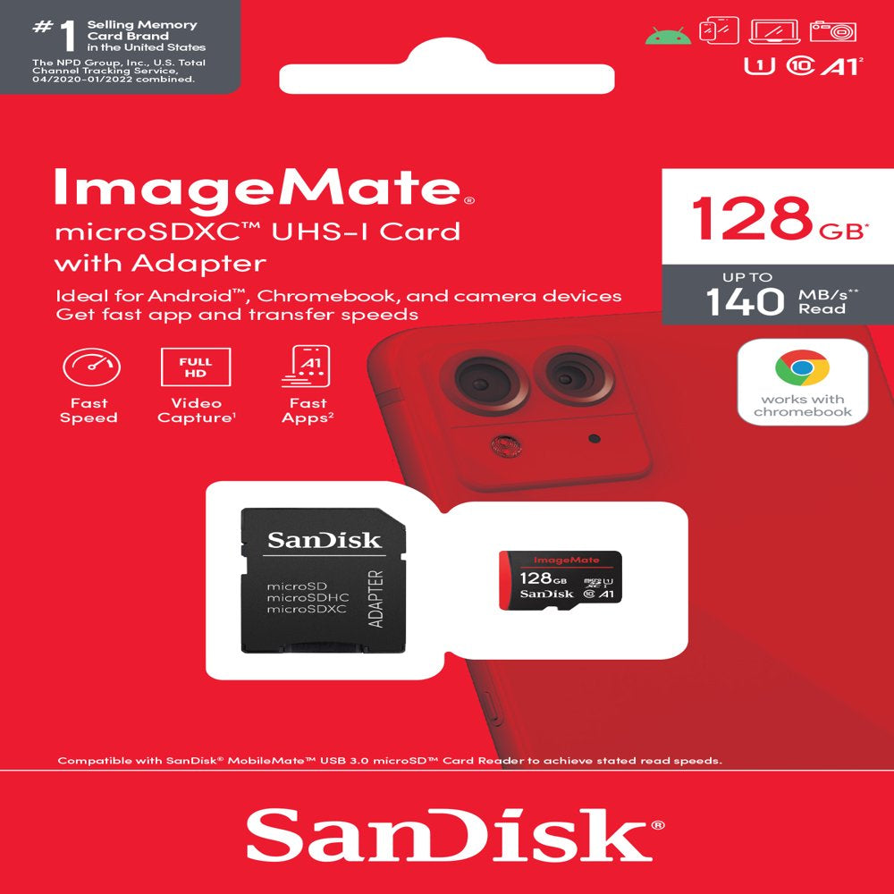 SanDisk 128GB ImageMate microSDXC UHS-1 - Up to 140MB/s - SDSQUA4-128G-Aw6ka