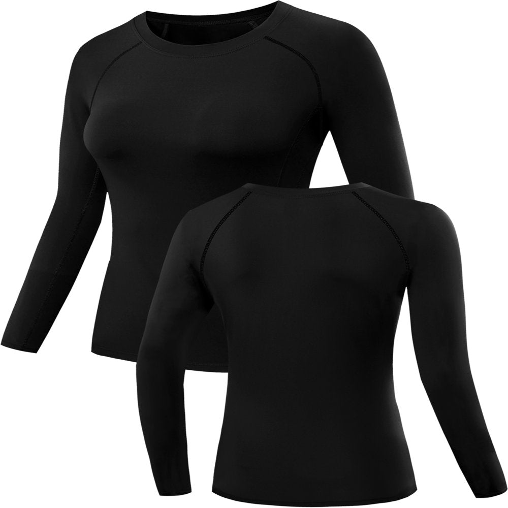 NELEUS Womens Athletic Compression Long Sleeve Yoga T Shirt Dry Fit 3 Pack,Black,US Size S