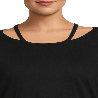  Women's Plus Size Cut Out Neck Short Sleeve Top