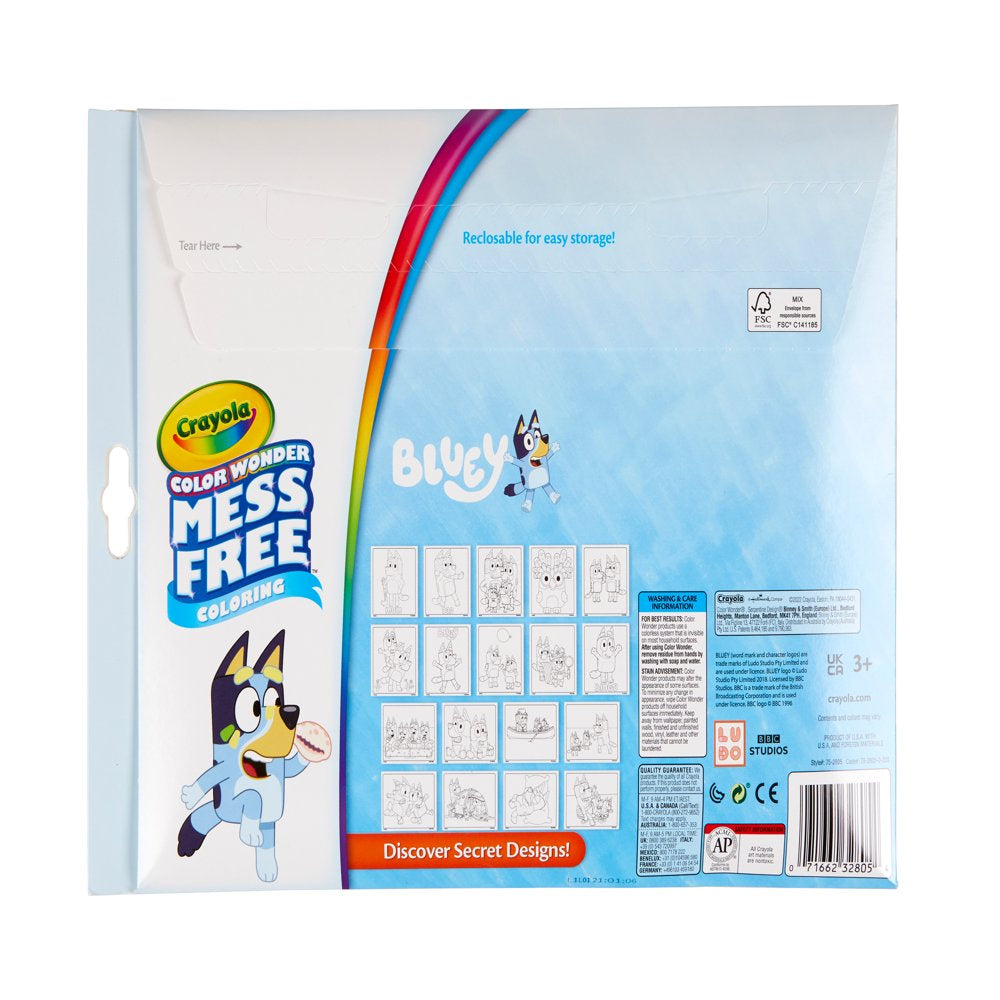 Crayola Color Wonder Mess Free Bluey Coloring Set, 18 Pages, Gifts for Beginner Unisex Child