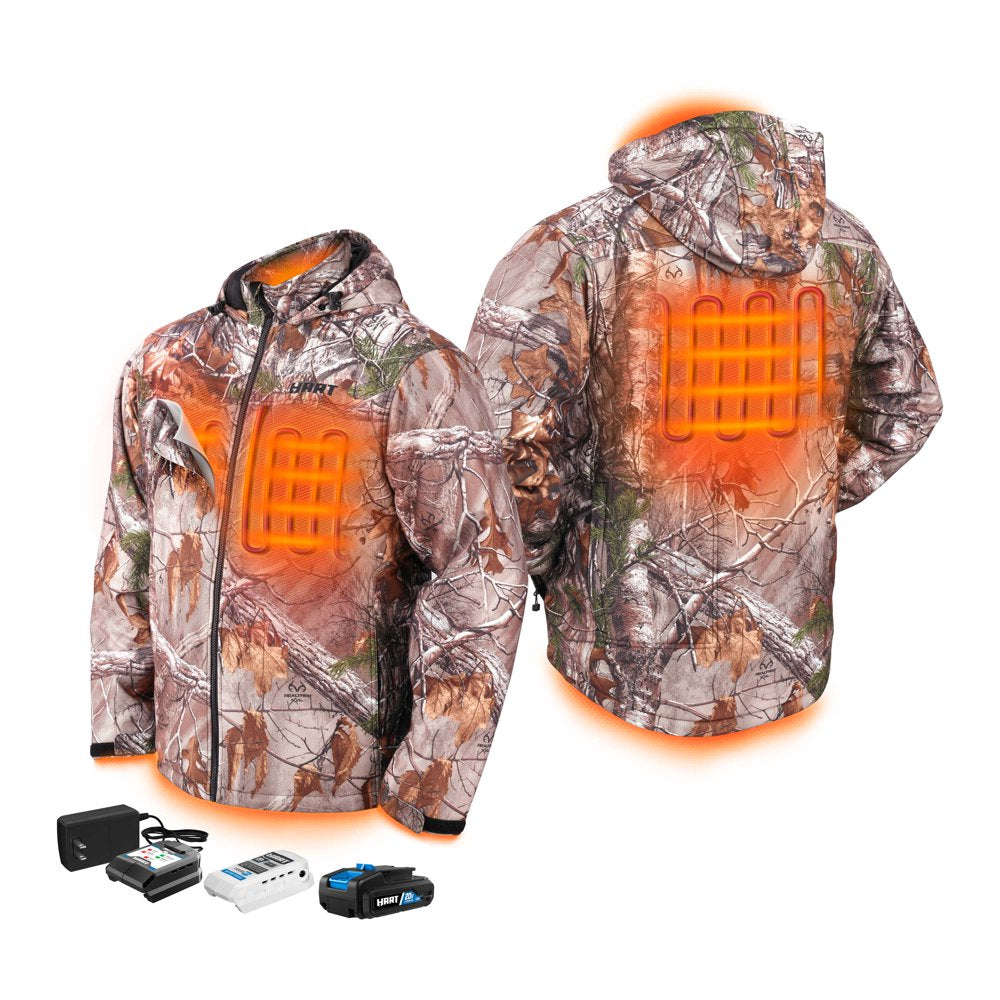 HART 20-Volt Heated Jacket Kit, Realtree Xtra Camouflage, Male Medium, (1) 1.5Ah Lithium-Ion Battery