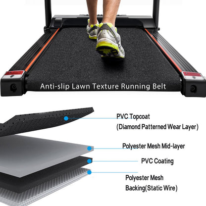 Folding Treadmill, Electric Treadmill with 43.3” x 14” Ultra Large Running Belt, Heart Rate Monitor, Easy Accembly, 7.5 Mph Speed for Home Gym