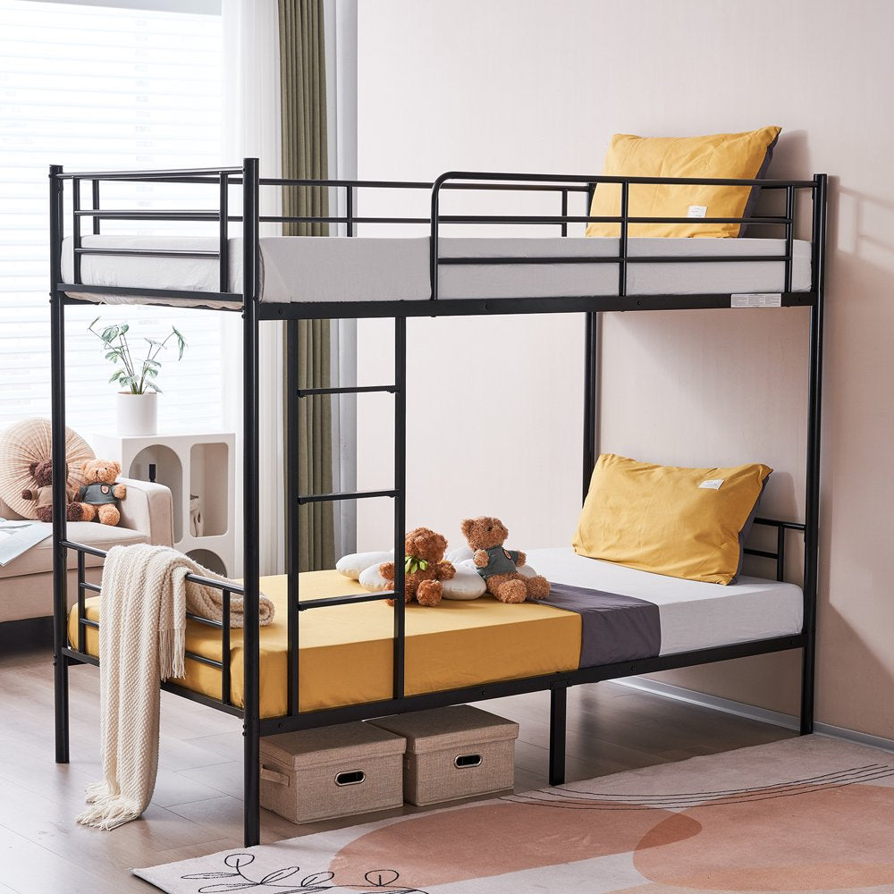 Zimtown Twin over Twin Steel Bunk Beds Frame Ladder Bedroom Dorm for Kids Adult Children