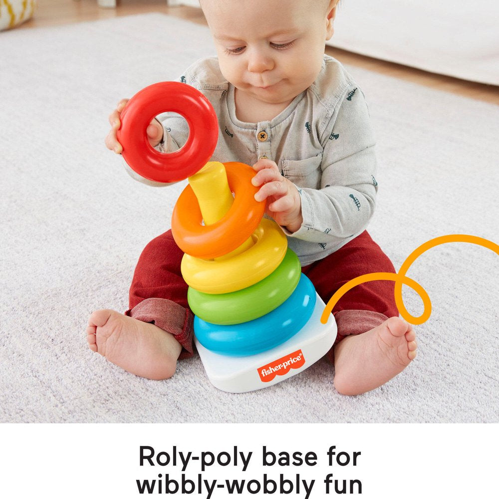 Fisher-Price Rock-A-Stack Ring Stacking Toy with Roly-Poly Base for Infants