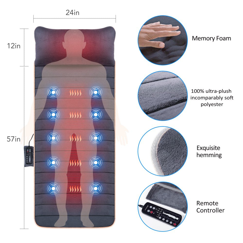 Snailax Memory Foam Massage Mat, Back Massage pad with Vibration Motors & Therapy Heating pad, Gift Box