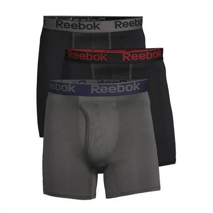 Reebok Men's Pro Series Performance Boxer Brief Extended Length Underwear, 7.5-Inch, 3-Pack