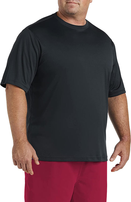 Big and Tall Essentials by DXL Men's Quick-Drying Swim T-Shirt, Black, 4XL