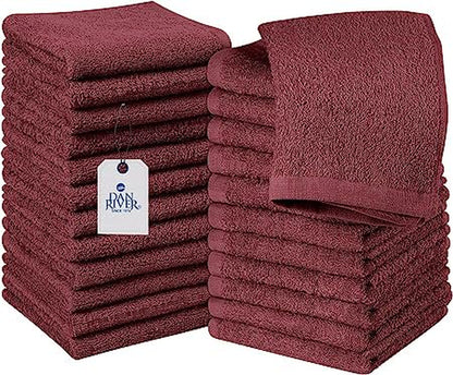 DAN RIVER 100% Cotton Washcloths 24 Pack |Washcloths for Face Soft| Cotton Washcloths Bulk| Essential Wash Cloths for Bathroom| Face Towels Gray| Washcloths 12X12 In| 400 GSM |Face Towel Pack of 24