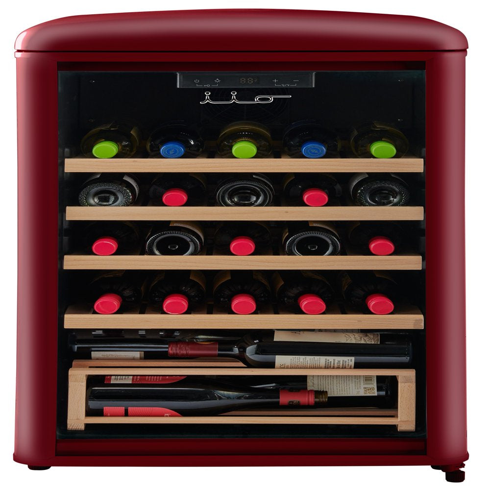 30 Bottle Freestanding Retro Wine Cooler in Wine Red