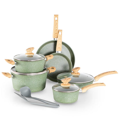 Sophia & William 12 Pieces Kitchen Nonstick Granite-Coated Cookware Set - Green