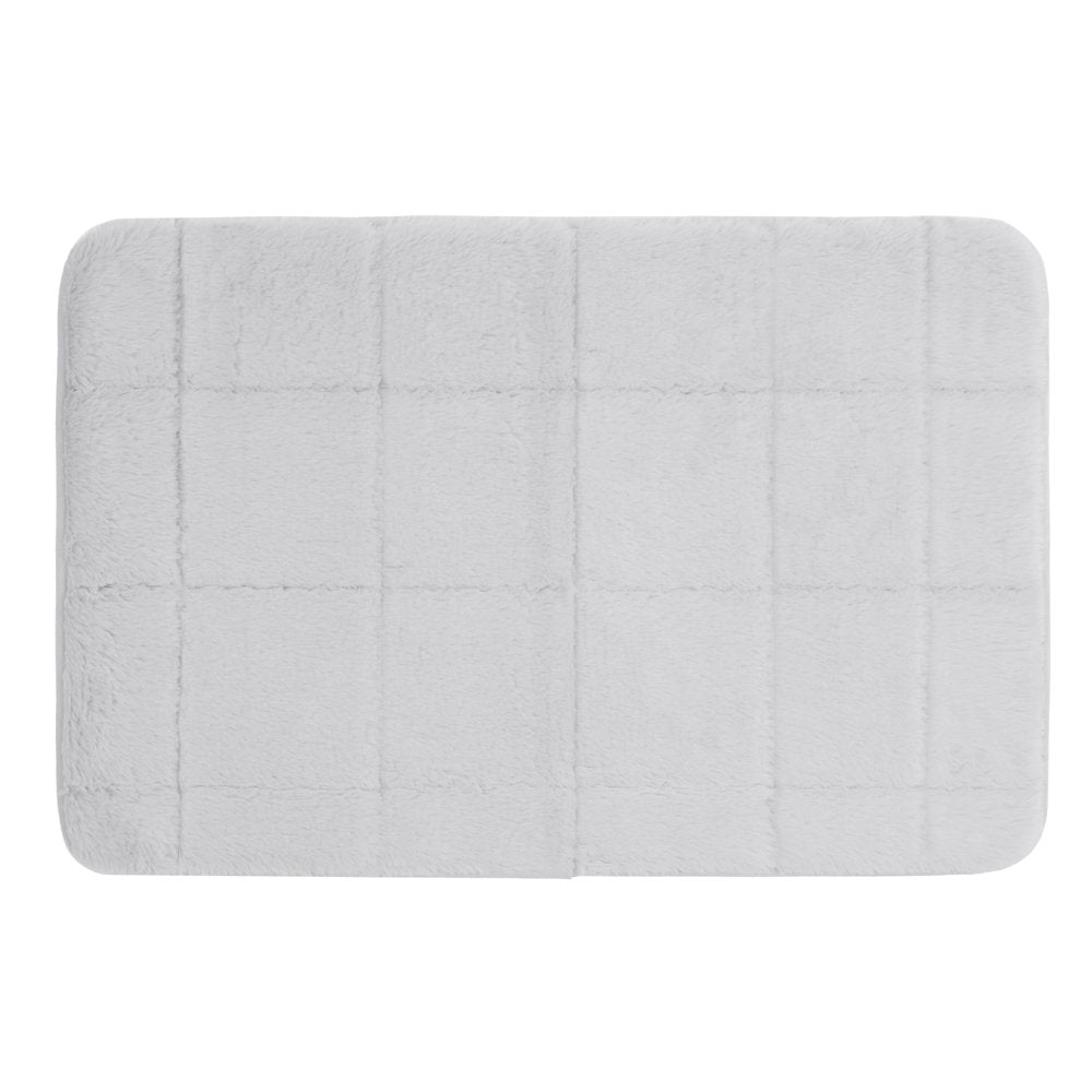 Hotel Style Memory Foam Bath Rug, Silver, 18"x27"