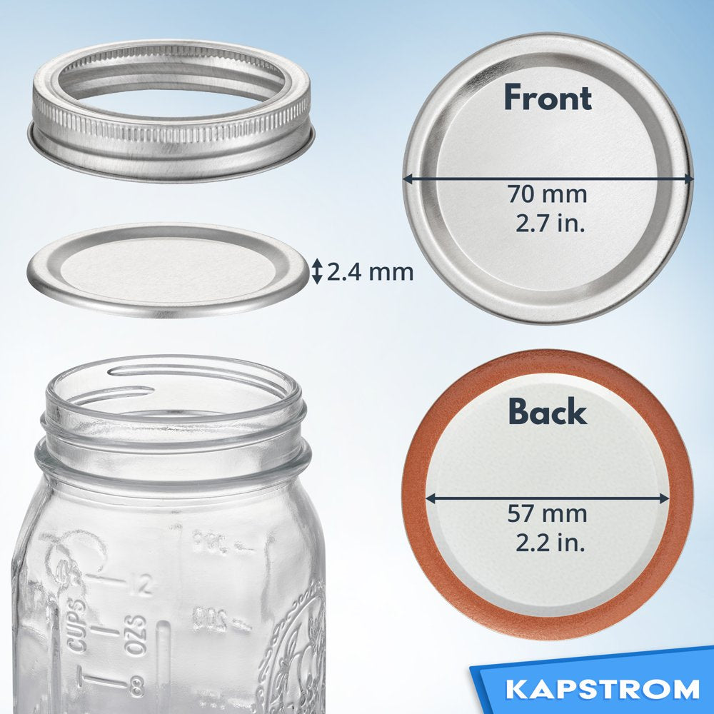 Canning Lids 100 ct. for Mason Jars, Regular-Mouth Size (70 mm) with Food-Grade Seal by KapStrom