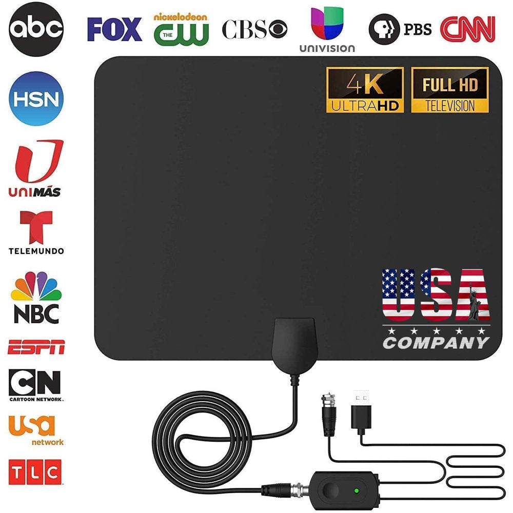 TV Antenna - 2023 HDTV Antenna & 330 Miles Range Digital Antenna, Support 4K 1080P VHF UHF, w/ Amplifier Signal Booster & 16.5 FT Premium Coaxial Cable, for Freeview Life Local Channels and All TVs