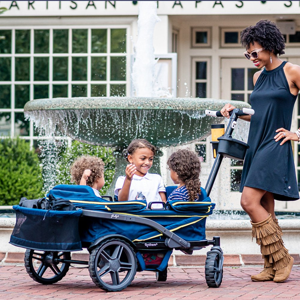 Gladly Family Anthem4 All-Terrain 4-Seater Wagon Stroller, Rugged Wheels, Canopy, Foldable, Sand & Sea