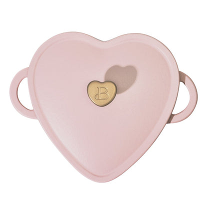 Beautiful 2QT Cast Iron Heart Dutch Oven, Pink Champagne by Drew Barrymore