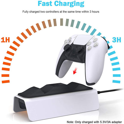 PS5 Controller Charger Station, Fast Charging Dock for PlayStation 5 Dualsense Controllers with Charging Cable and LED Indicator, White