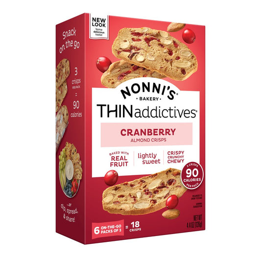  Cranberry Almond Thin Cookies, 18 Count - 6 Packs of 3 Cookies, 4.4 oz