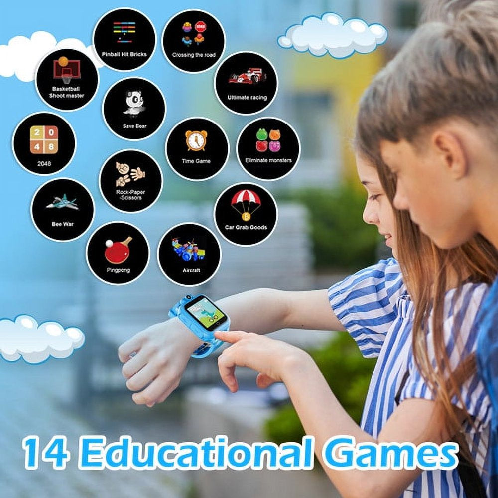 Contixo Smart Watch for Kids, Aged 3-12 Years old - HD Touch Screen with Camera and Games - Blue